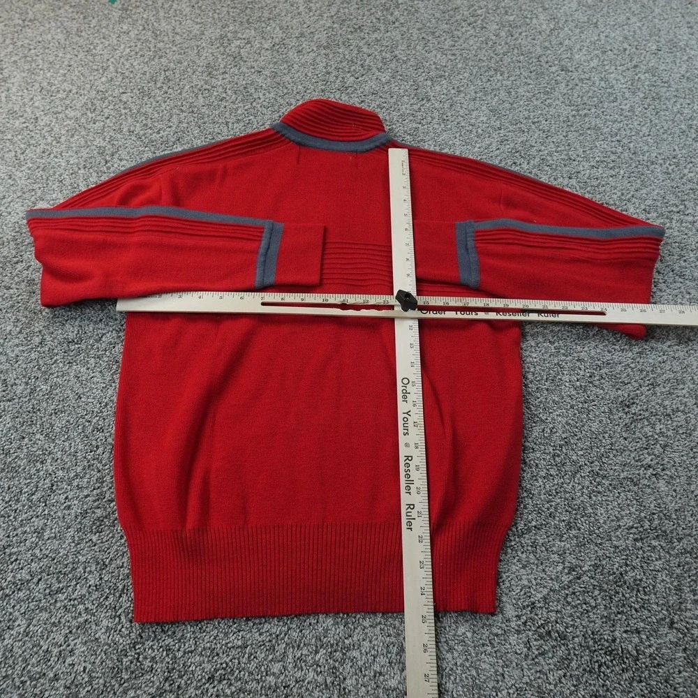 VTG Wool Blend Sweater Mens L Red 1/4 Zip Mock Neck Pullover Outdoor Hiking Warm